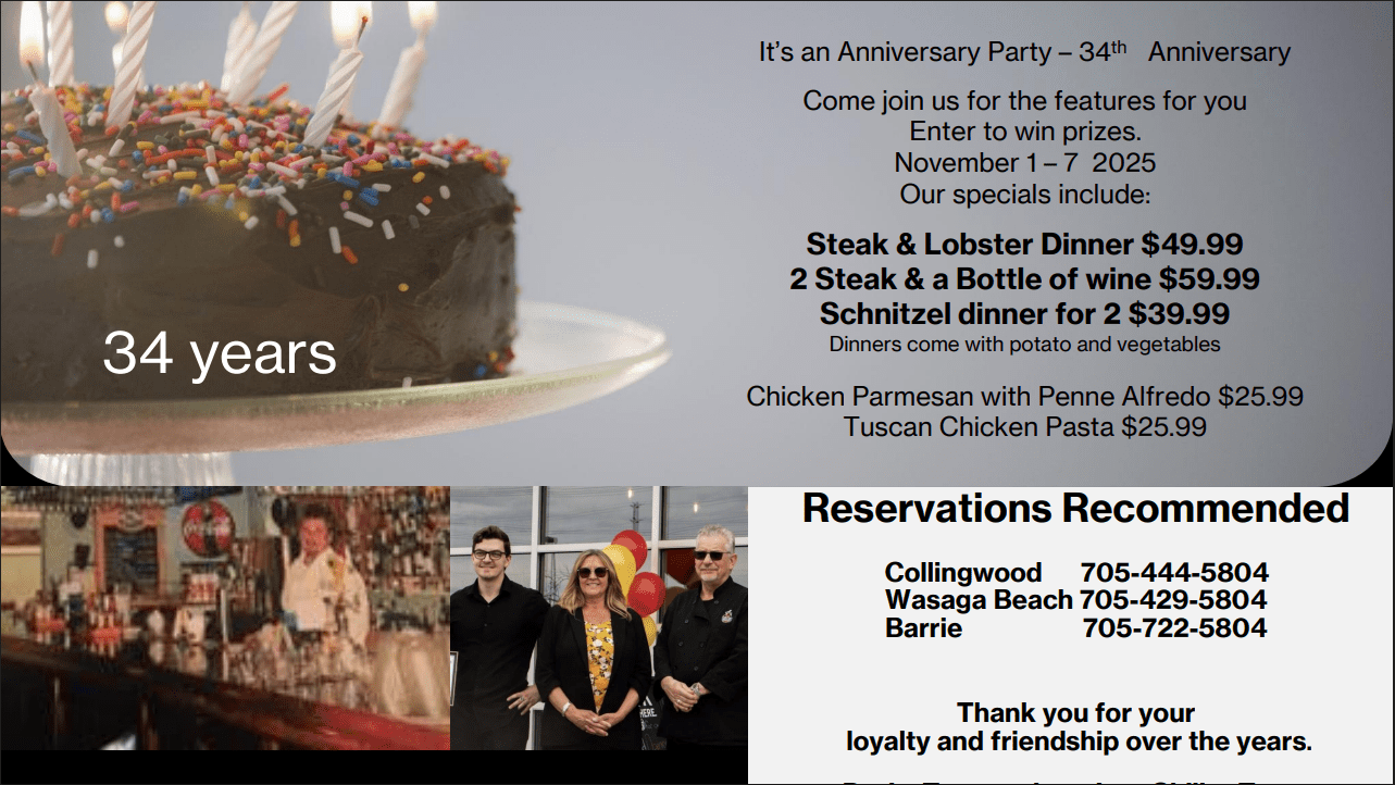 Anniversary Menu 2025